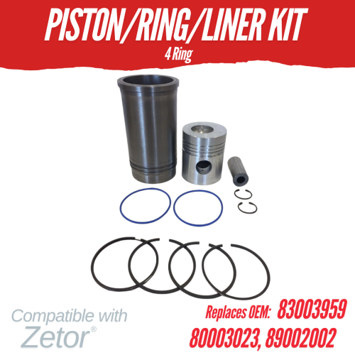 PISTON/RING/LINER KIT FOR ZETOR 83003959 4 RING Z8001 Z8601 8011